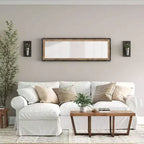 Miroir sur pied 16x48 pleine longueur, grand miroir rustique à poser, à suspendre, long miroir mural en bois et métal, style ferme, marron