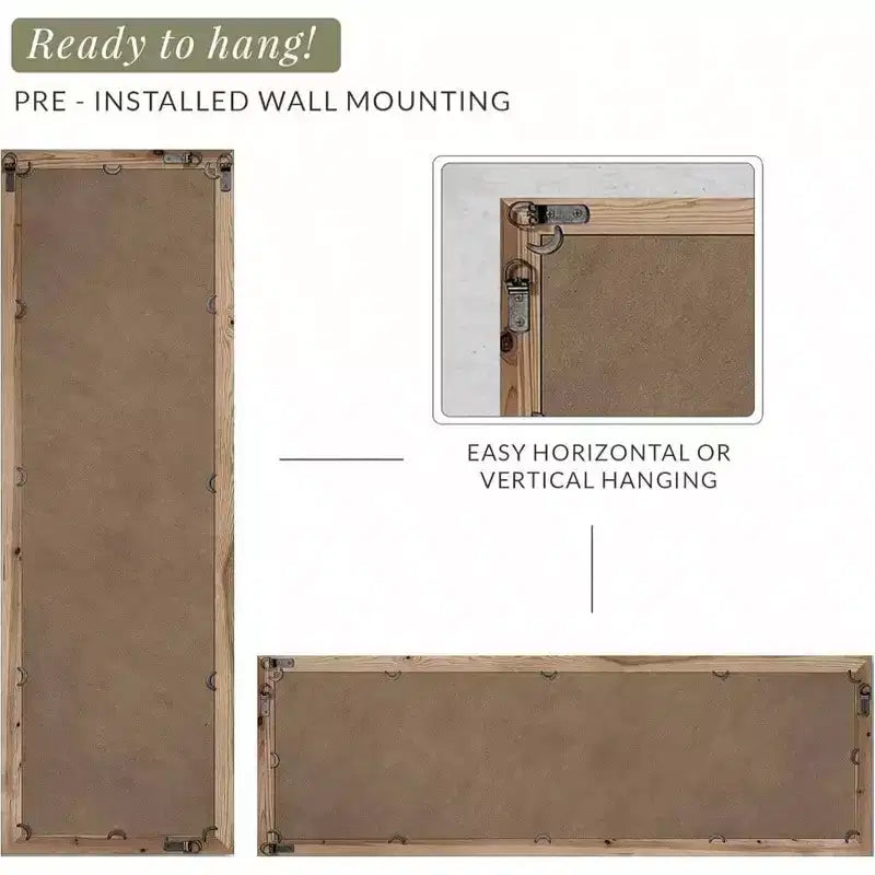 Miroir sur pied 16x48 pleine longueur, grand miroir rustique à poser, à suspendre, long miroir mural en bois et métal, style ferme, marron