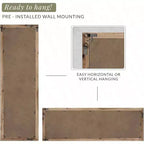 Miroir sur pied 16x48 pleine longueur, grand miroir rustique à poser, à suspendre, long miroir mural en bois et métal, style ferme, marron