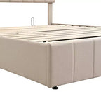 Lit plateforme rembourré Queen Size Luxystar avec vérin hydraulique et rangement