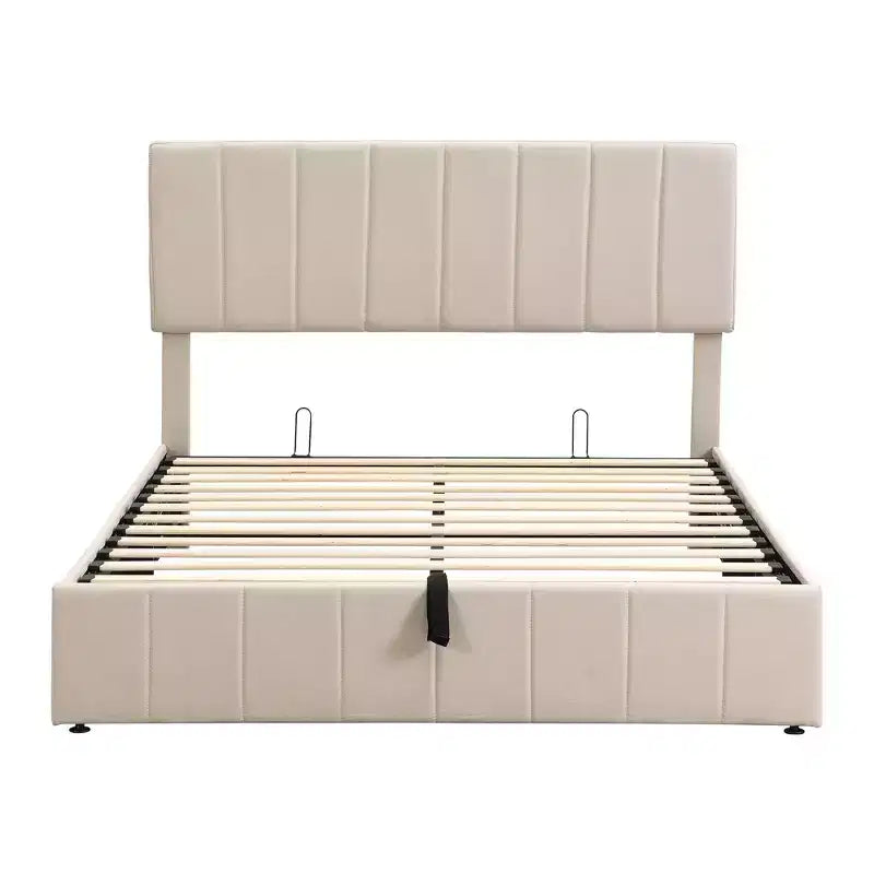 Lit plateforme rembourré Queen Size Luxystar avec vérin hydraulique et rangement