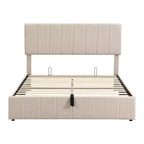 Lit plateforme rembourré Queen Size Luxystar avec vérin hydraulique et rangement