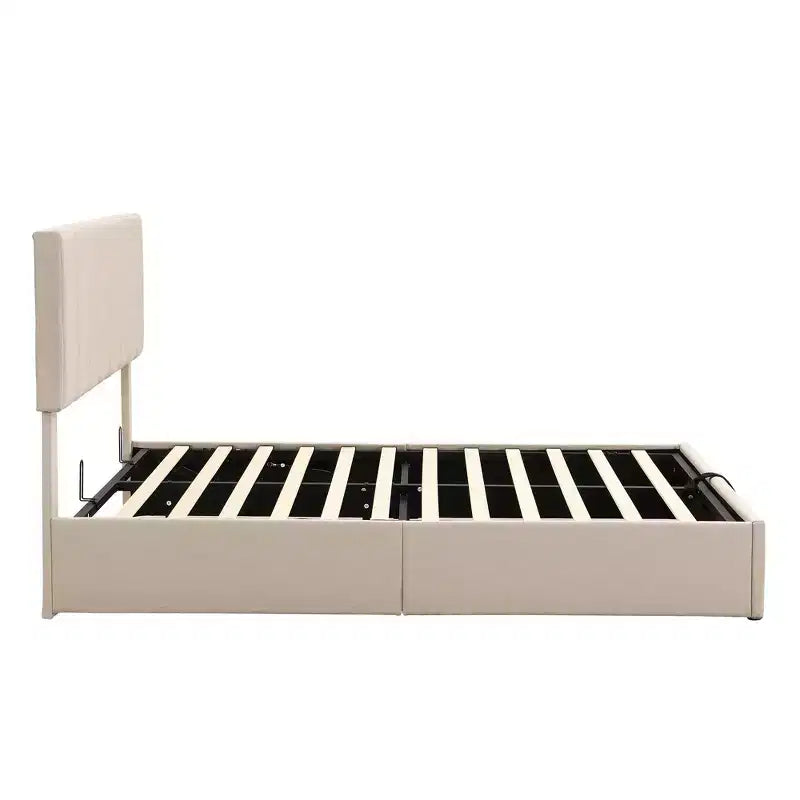 Lit plateforme rembourré Queen Size Luxystar avec vérin hydraulique et rangement