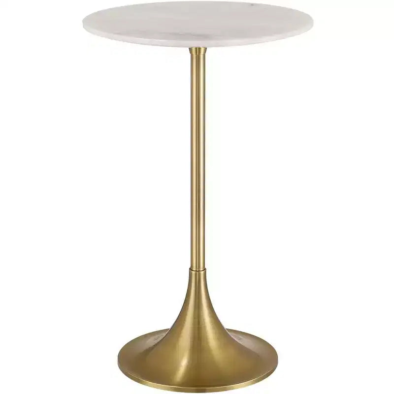 Studio 55D Studio 55 Mesita 24 End Table White Marble Top with Gold Finish Base