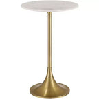 Studio 55D Studio 55 Mesita 24 End Table White Marble Top with Gold Finish Base