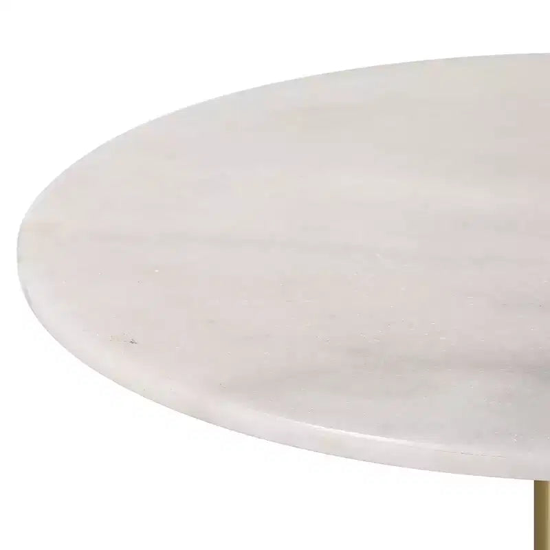 Studio 55D Studio 55 Petite table d'appoint 24 avec plateau en marbre blanc et base finition dorée