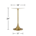 Studio 55D Studio 55 Petite table d'appoint 24 avec plateau en marbre blanc et base finition dorée