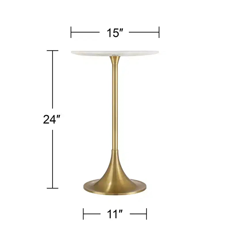Studio 55D Studio 55 Petite table d'appoint 24 avec plateau en marbre blanc et base finition dorée