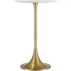Studio 55D Studio 55 Petite table d'appoint 24 avec plateau en marbre blanc et base finition dorée