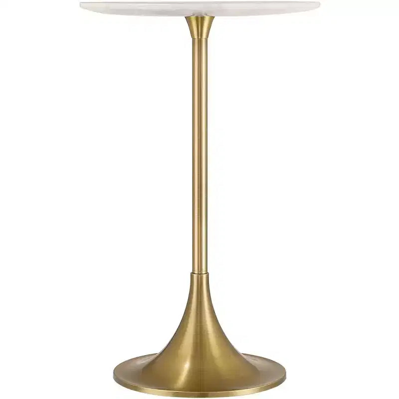 Studio 55D Studio 55 Petite table d'appoint 24 avec plateau en marbre blanc et base finition dorée