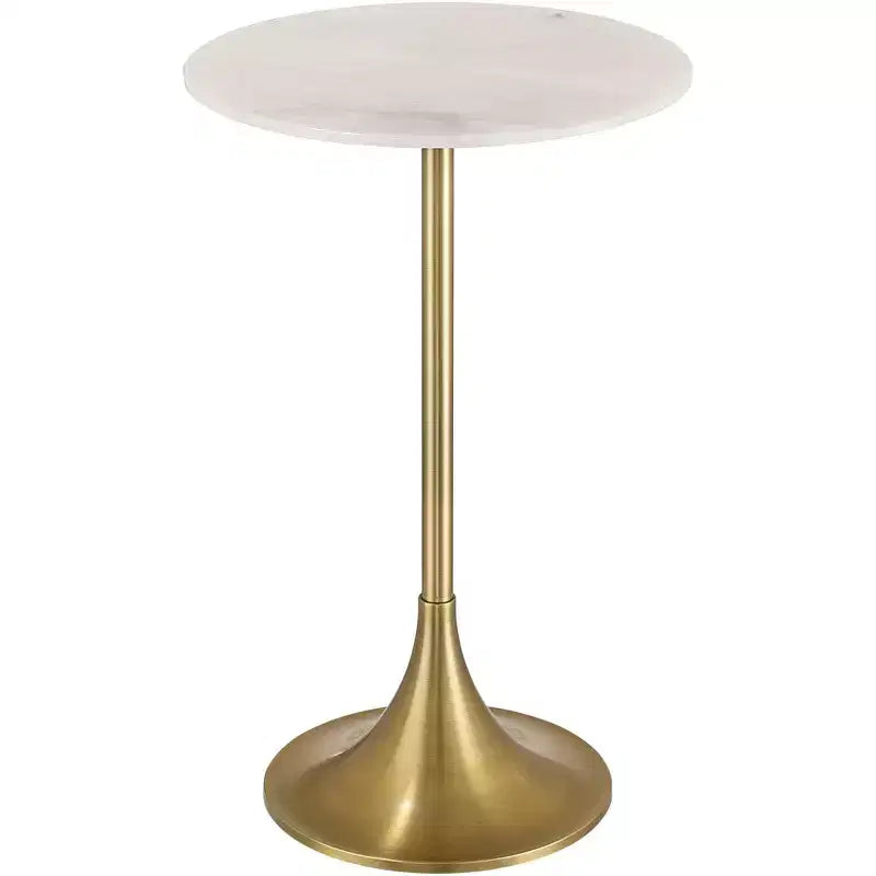 Studio 55D Studio 55 Petite table d'appoint 24 avec plateau en marbre blanc et base finition dorée