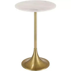 Studio 55D Studio 55 Petite table d'appoint 24 avec plateau en marbre blanc et base finition dorée