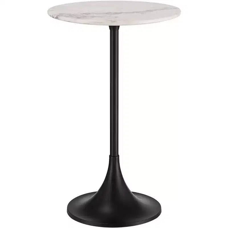 Studio 55D Studio 55 Mesita 24 End Table White Marble Top with Black Finish Base