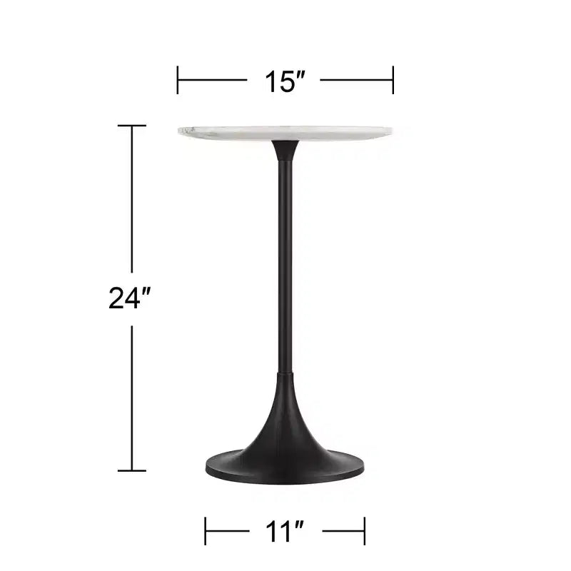 Studio 55D Studio 55 Table d'appoint Mesita 24 Plateau en marbre blanc avec base finition noire