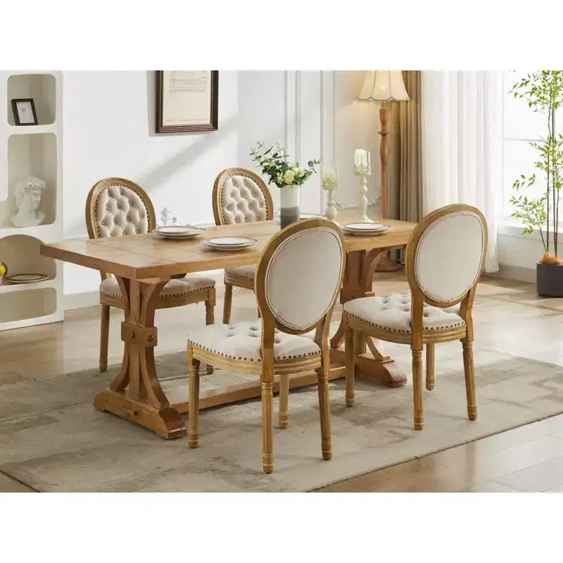 TUYOHW Lot de 2 Chaises Roi Louis, Chaises de Salle à Manger Capitonnées Élégantes Style Français pour la Décoration Intérieure, Chaises d'Appoint Élégantes avec Pieds en Bois d'Hévéa Massif