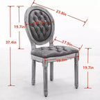 TUYOHW Lot de 2 Chaises Roi Louis, Chaises de Salle à Manger Capitonnées Élégantes Style Français pour la Décoration Intérieure, Chaises d'Appoint Élégantes avec Pieds en Bois d'Hévéa Massif