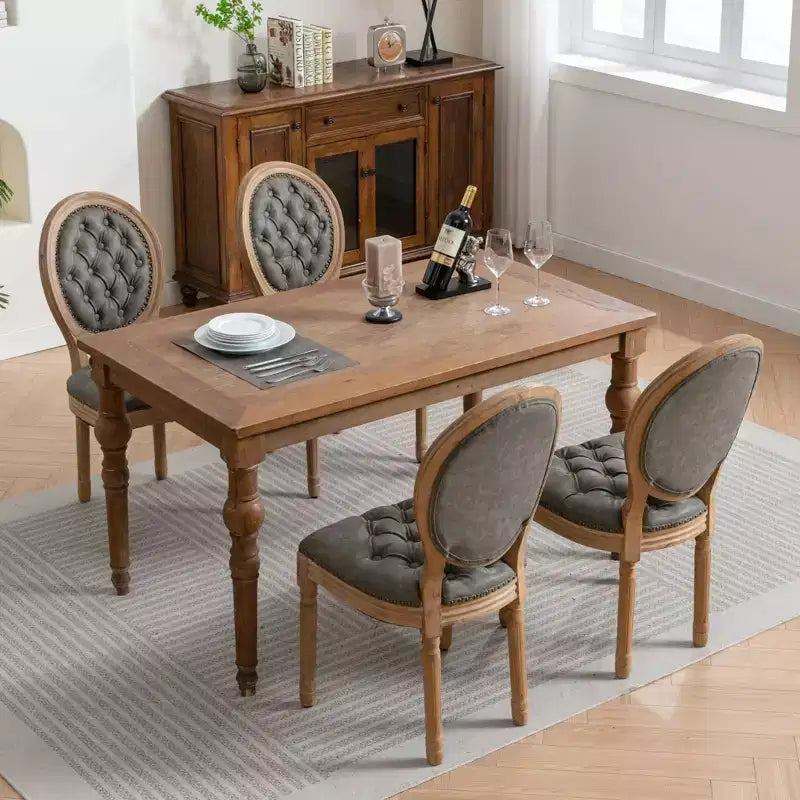 TUYOHW Lot de 2 Chaises Roi Louis, Chaises de Salle à Manger Capitonnées Élégantes Style Français pour la Décoration Intérieure, Chaises d'Appoint Élégantes avec Pieds en Bois d'Hévéa Massif