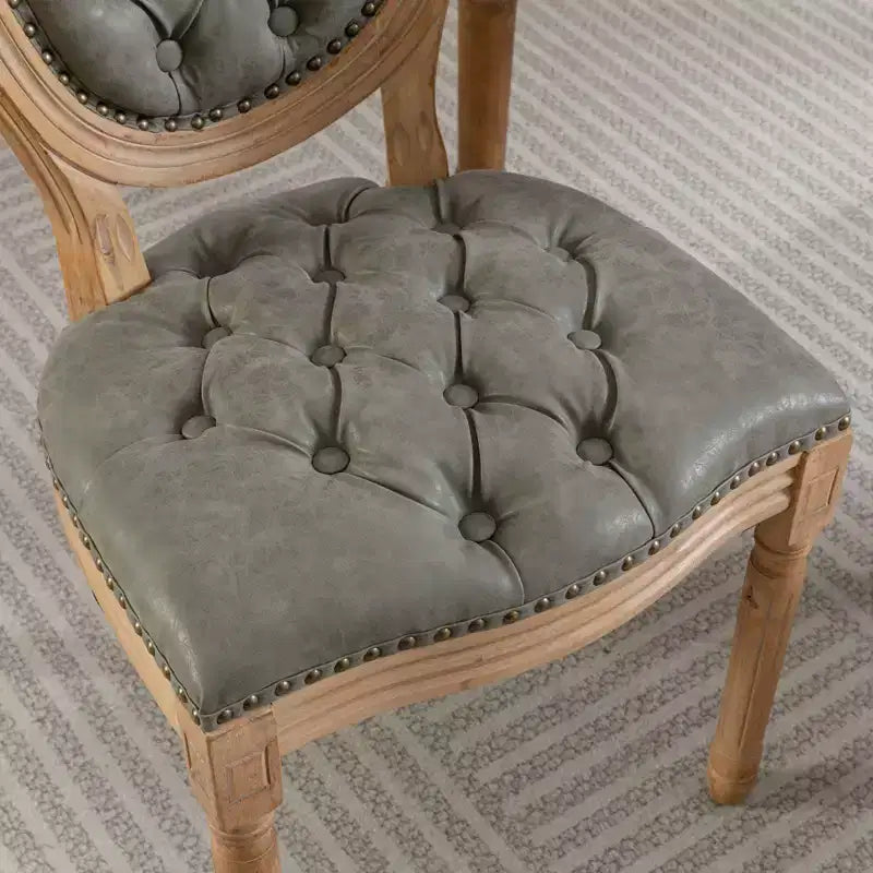 TUYOHW Lot de 2 Chaises Roi Louis, Chaises de Salle à Manger Capitonnées Élégantes Style Français pour la Décoration Intérieure, Chaises d'Appoint Élégantes avec Pieds en Bois d'Hévéa Massif