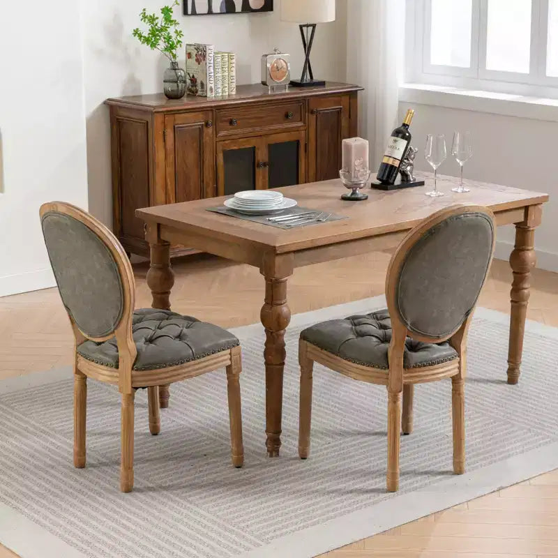 TUYOHW Lot de 2 Chaises Roi Louis, Chaises de Salle à Manger Capitonnées Élégantes Style Français pour la Décoration Intérieure, Chaises d'Appoint Élégantes avec Pieds en Bois d'Hévéa Massif
