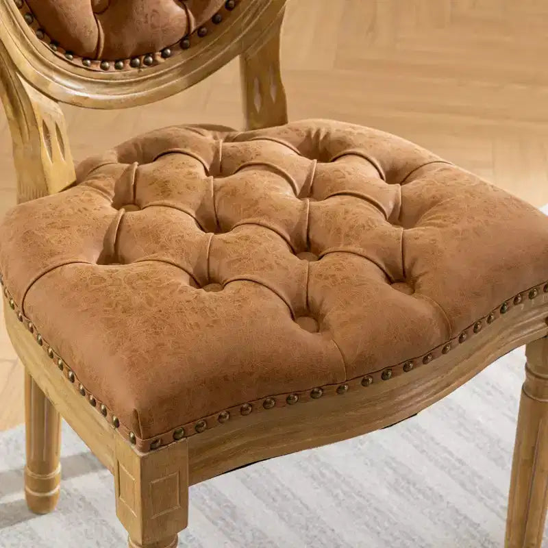 TUYOHW Lot de 2 Chaises Roi Louis, Chaises de Salle à Manger Capitonnées Élégantes Style Français pour la Décoration Intérieure, Chaises d'Appoint Élégantes avec Pieds en Bois d'Hévéa Massif