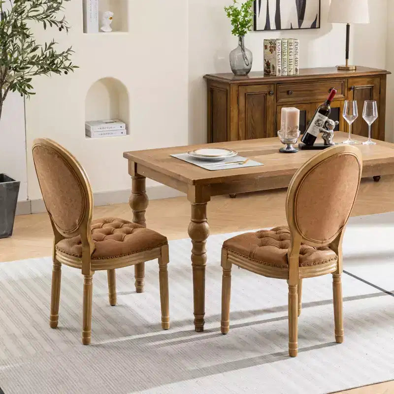 TUYOHW Lot de 2 Chaises Roi Louis, Chaises de Salle à Manger Capitonnées Élégantes Style Français pour la Décoration Intérieure, Chaises d'Appoint Élégantes avec Pieds en Bois d'Hévéa Massif