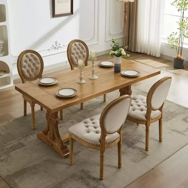TUYOHW Lot de 2 Chaises Roi Louis, Chaises de Salle à Manger Capitonnées Élégantes Style Français pour la Décoration Intérieure, Chaises d'Appoint Élégantes avec Pieds en Bois d'Hévéa Massif