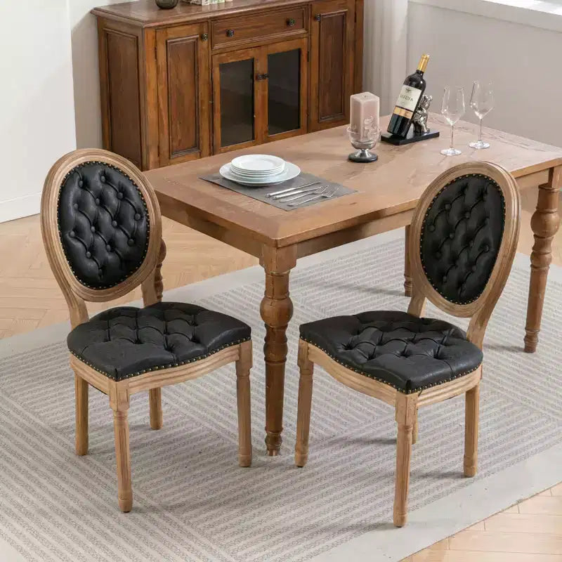 TUYOHW Lot de 2 Chaises Roi Louis, Chaises de Salle à Manger Capitonnées Élégantes Style Français pour la Décoration Intérieure, Chaises d'Appoint Élégantes avec Pieds en Bois d'Hévéa Massif