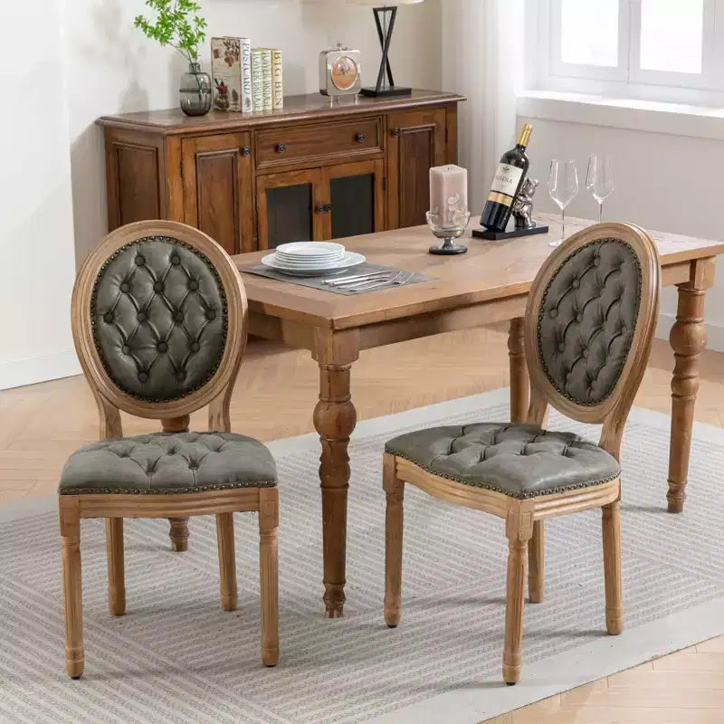 TUYOHW King Louis Chair Set of 2,Elegant Tufted Dining Chairs French Style for Home Decor,Sleek Side Chairs with Solid Rubberwood Legs