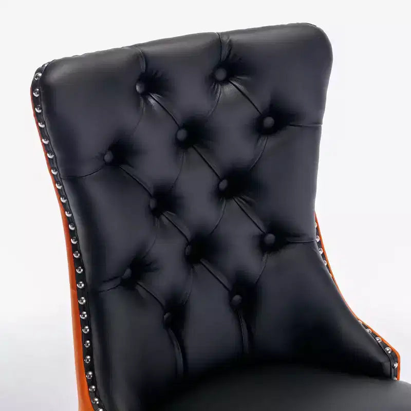 TUYOHW Lot de 2 chaises de salle à manger capitonnées bicolores, chaises d'appoint modernes avec clous décoratifs pour salle à manger et cuisine, revêtement en PU et velours, décoration intérieure