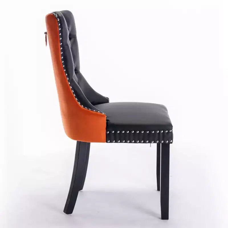 TUYOHW Lot de 2 chaises de salle à manger capitonnées bicolores, chaises d'appoint modernes avec clous décoratifs pour salle à manger et cuisine, revêtement en PU et velours, décoration intérieure