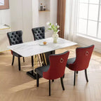 TUYOHW Lot de 2 chaises de salle à manger capitonnées bicolores, chaises d'appoint modernes avec clous décoratifs pour salle à manger et cuisine, revêtement en PU et velours, décoration intérieure