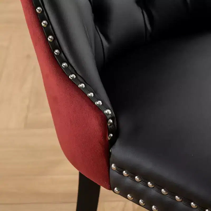 TUYOHW Lot de 2 chaises de salle à manger capitonnées bicolores, chaises d'appoint modernes avec clous décoratifs pour salle à manger et cuisine, revêtement en PU et velours, décoration intérieure