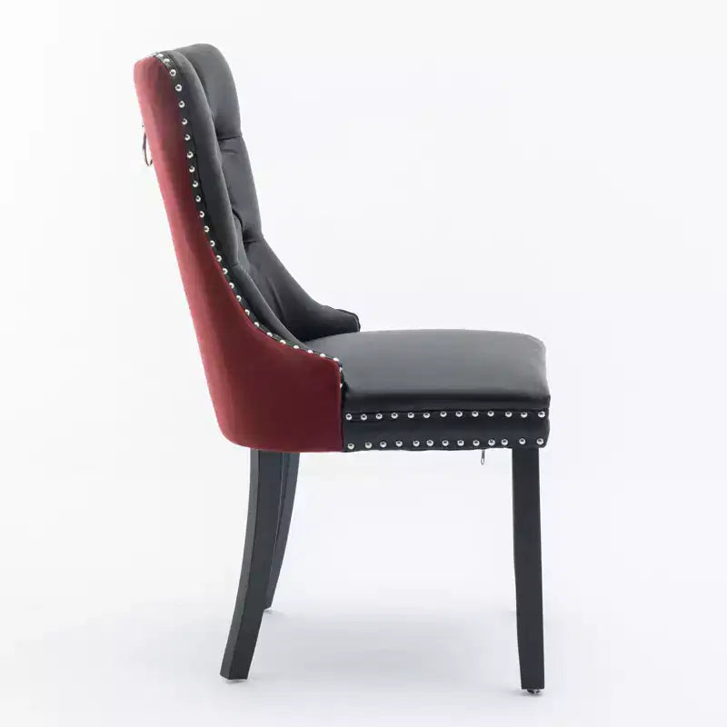 TUYOHW Lot de 2 chaises de salle à manger capitonnées bicolores, chaises d'appoint modernes avec clous décoratifs pour salle à manger et cuisine, revêtement en PU et velours, décoration intérieure