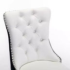TUYOHW Lot de 2 chaises de salle à manger capitonnées bicolores, chaises d'appoint modernes avec clous décoratifs pour salle à manger et cuisine, revêtement en PU et velours, décoration intérieure
