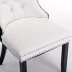 TUYOHW Lot de 2 chaises de salle à manger capitonnées bicolores, chaises d'appoint modernes avec clous décoratifs pour salle à manger et cuisine, revêtement en PU et velours, décoration intérieure