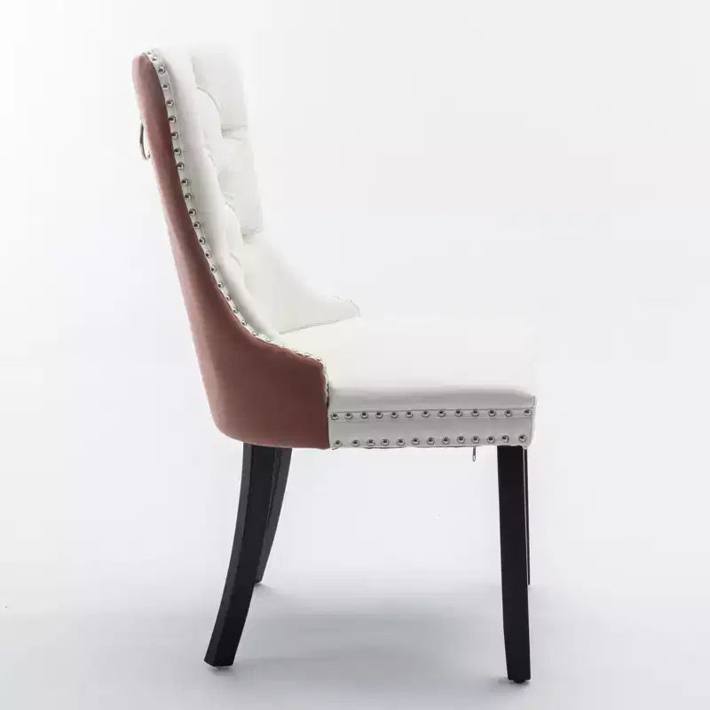 TUYOHW Lot de 2 chaises de salle à manger capitonnées bicolores, chaises d'appoint modernes avec clous décoratifs pour salle à manger et cuisine, revêtement en PU et velours, décoration intérieure