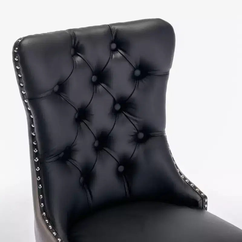 TUYOHW Lot de 2 chaises de salle à manger capitonnées bicolores, chaises d'appoint modernes avec clous décoratifs pour salle à manger et cuisine, revêtement en PU et velours, décoration intérieure