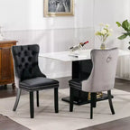 TUYOHW Lot de 2 chaises de salle à manger capitonnées bicolores, chaises d'appoint modernes avec clous décoratifs pour salle à manger et cuisine, revêtement en PU et velours, décoration intérieure