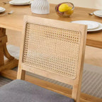 TUYOHW Lot de 2 chaises de salle à manger en rotin de style bohème, chaises d'appoint en lin rembourré doux, chaises de cuisine en bois d'hévéa massif, décoration intérieure
