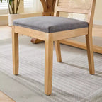 TUYOHW Lot de 2 chaises de salle à manger en rotin de style bohème, chaises d'appoint en lin rembourré doux, chaises de cuisine en bois d'hévéa massif, décoration intérieure