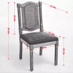 TUYOHW Lot de 2 chaises Louis, chaises d'appoint avec dossier en rotin style français, pieds en bois d'hévéa massif, revêtement en lin doux, capacité de 136 kg