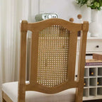 TUYOHW Lot de 2 chaises Louis, chaises d'appoint avec dossier en rotin style français, pieds en bois d'hévéa massif, revêtement en lin doux, capacité de 136 kg