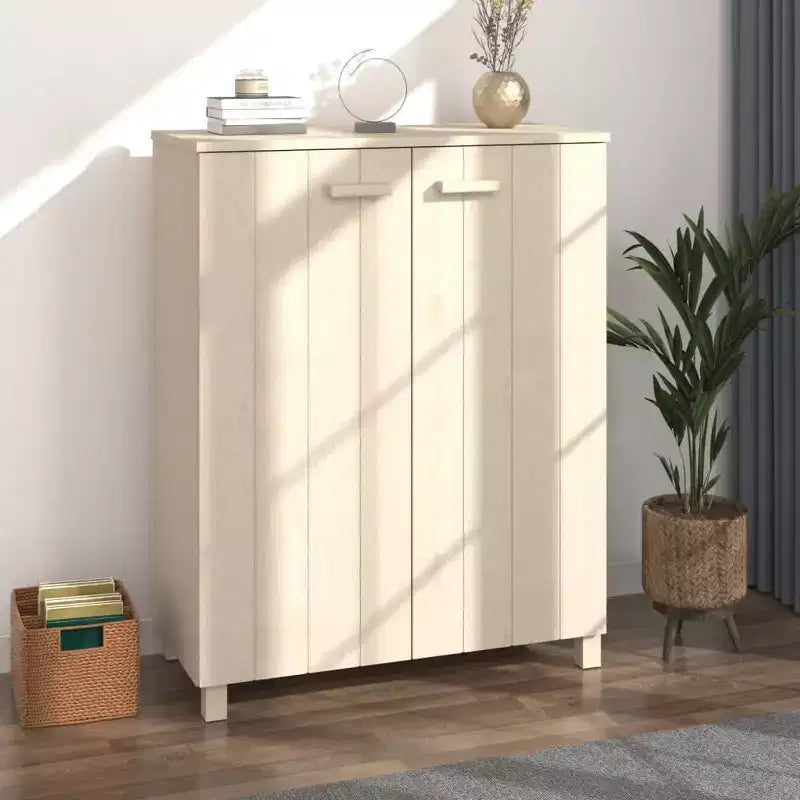 vidaXL Meuble à chaussures marron miel en bois de pin massif, bois d'ingénierie 85x40x108 cm
