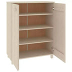 vidaXL Meuble à chaussures marron miel en bois de pin massif, bois d'ingénierie 85x40x108 cm