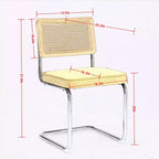TUYOHW Lot de 2 chaises de salle à manger modernes, chaises de salle à manger en lin doux, chaises d'appoint robustes avec base chromée en acier inoxydable et dossier en rotin, capacité de 163 kg