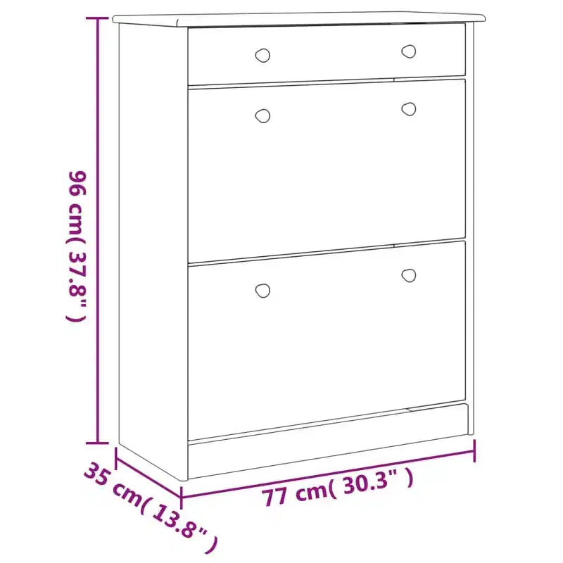 vidaXL Armoire à chaussures Blanc Bois de pin massif 77 cm x 35 cm x 96 cm