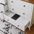 Commode AEELLEEA 6 tiroirs, meuble de rangement pour chambre, salon, couloir, entrée, blanc
