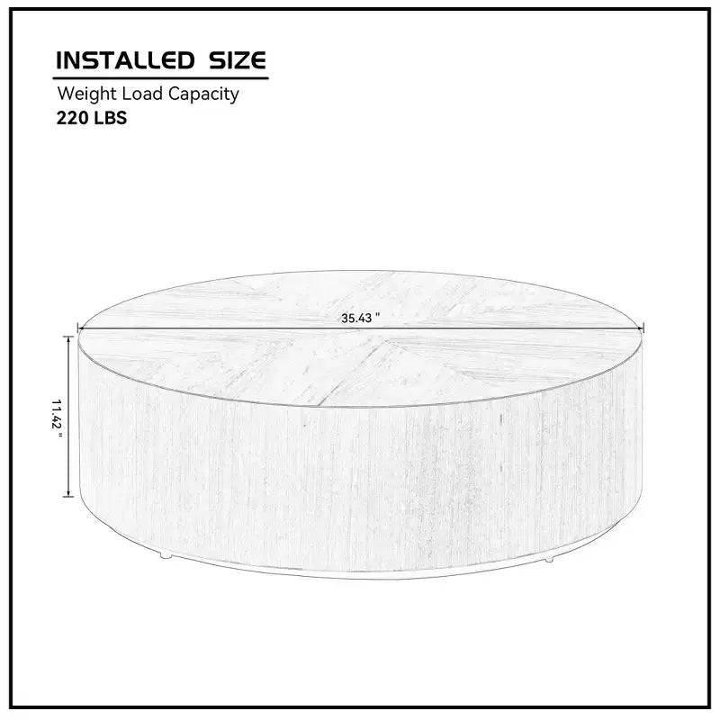MAYEERTY Table Basse Ronde Moderne de 35 Pouces, Table Centrale en MDF avec Placage Bois pour Petit Salon, Aucun Assemblage Requis, Noyer