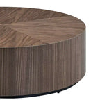 MAYEERTY Table Basse Ronde Moderne de 35 Pouces, Table Centrale en MDF avec Placage Bois pour Petit Salon, Aucun Assemblage Requis, Noyer