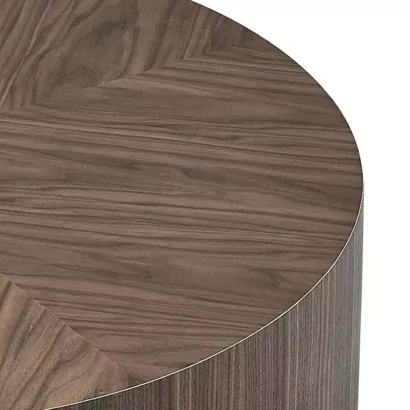 MAYEERTY Table Basse Ronde Moderne de 35 Pouces, Table Centrale en MDF avec Placage Bois pour Petit Salon, Aucun Assemblage Requis, Noyer